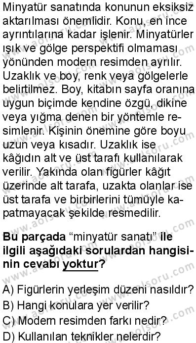 Türk Dili ve Edebiyatı 3 Dersi 2025-2026 yılı 1. Dönem sınavı 1. Soru