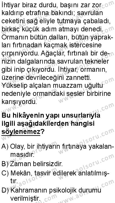 Türk Dili ve Edebiyatı 3 Dersi 2025-2026 yılı 1. Dönem sınavı 7. Soru