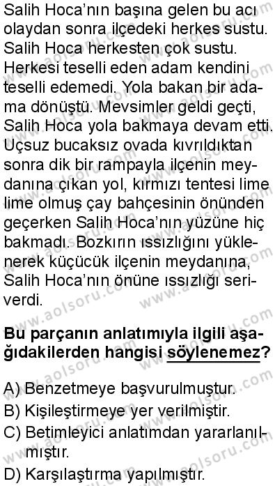 Türk Dili ve Edebiyatı 3 Dersi 2025-2026 yılı 1. Dönem sınavı 10. Soru