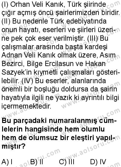 Türk Dili ve Edebiyatı 5 Dersi 2025-2026 yılı 1. Dönem sınavı 2. Soru