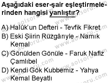 Türk Dili ve Edebiyatı 5 Dersi 2025-2026 yılı 1. Dönem sınavı 3. Soru