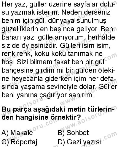 Türk Dili ve Edebiyatı 5 Dersi 2025-2026 yılı 1. Dönem sınavı 5. Soru