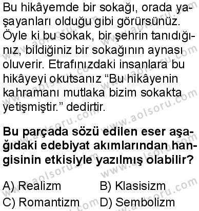 Türk Dili ve Edebiyatı 5 Dersi 2025-2026 yılı 1. Dönem sınavı 8. Soru