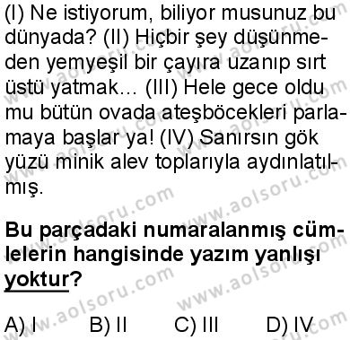 Türk Dili ve Edebiyatı 5 Dersi 2025-2026 yılı 1. Dönem sınavı 10. Soru