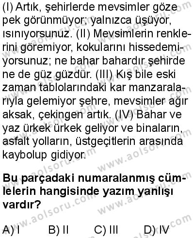 Türk Dili ve Edebiyatı 6 Dersi 2025-2026 yılı 1. Dönem sınavı 6. Soru