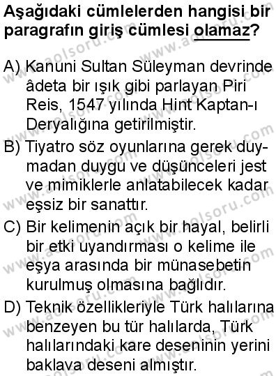 Seçmeli Türk Dili ve Edebiyatı 1 Dersi 2025-2026 yılı 1. Dönem sınavı 2. Soru