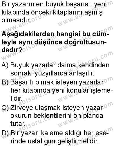 Seçmeli Türk Dili ve Edebiyatı 1 Dersi 2025-2026 yılı 1. Dönem sınavı 7. Soru