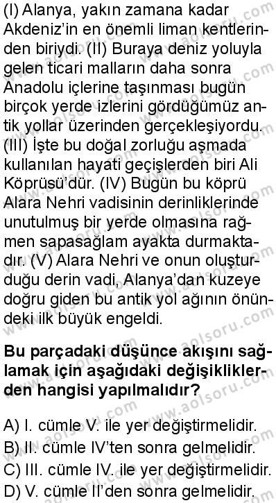 Seçmeli Türk Dili ve Edebiyatı 2 Dersi 2025-2026 yılı 1. Dönem sınavı 2. Soru