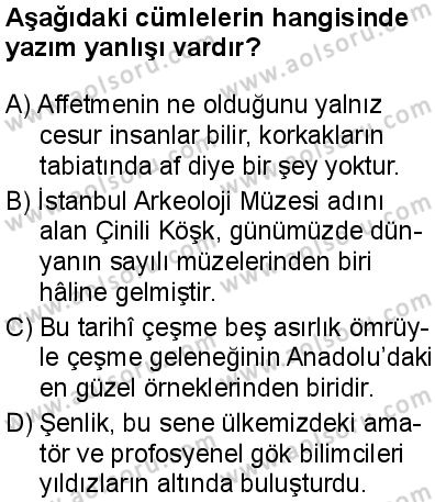 Seçmeli Türk Dili ve Edebiyatı 2 Dersi 2025-2026 yılı 1. Dönem sınavı 3. Soru
