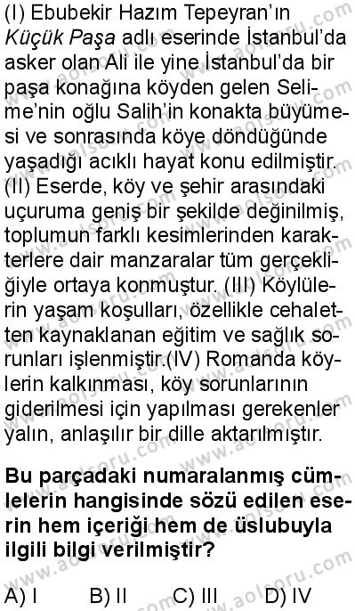 Seçmeli Türk Dili ve Edebiyatı 2 Dersi 2025-2026 yılı 1. Dönem sınavı 7. Soru