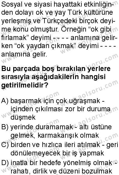 Seçmeli Türk Dili ve Edebiyatı 2 Dersi 2025-2026 yılı 1. Dönem sınavı 8. Soru