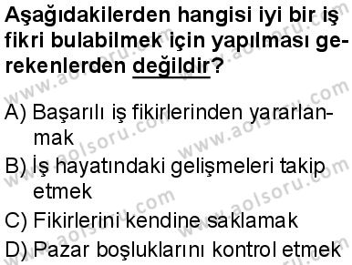 Seçmeli Girişimcilik 2 Dersi 2025-2026 yılı 1. Dönem sınavı 1. Soru
