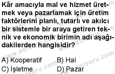 Seçmeli Girişimcilik 2 Dersi 2025-2026 yılı 1. Dönem sınavı 6. Soru
