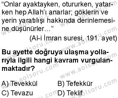 Din Kültürü ve Ahlak Bilgisi 1 Dersi 2025-2026 yılı 2. Dönem sınavı 1. Soru