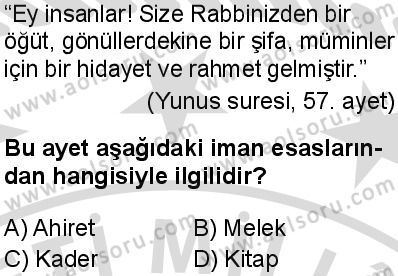 Din Kültürü ve Ahlak Bilgisi 1 Dersi 2025-2026 yılı 2. Dönem sınavı 5. Soru