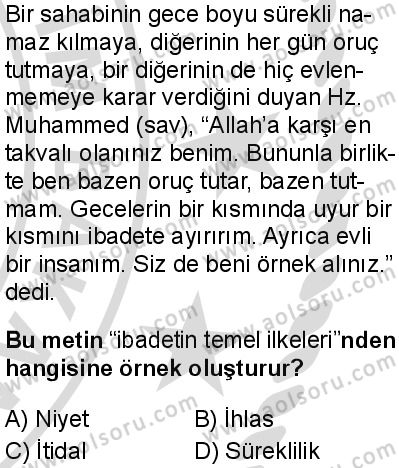 Din Kültürü ve Ahlak Bilgisi 1 Dersi 2025-2026 yılı 2. Dönem sınavı 9. Soru