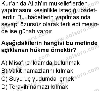Din Kültürü ve Ahlak Bilgisi 2 Dersi 2025-2026 yılı 2. Dönem sınavı 1. Soru