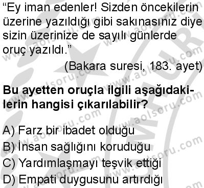 Din Kültürü ve Ahlak Bilgisi 2 Dersi 2025-2026 yılı 2. Dönem sınavı 2. Soru