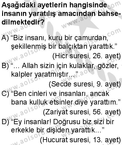 Din Kültürü ve Ahlak Bilgisi 2 Dersi 2025-2026 yılı 2. Dönem sınavı 3. Soru