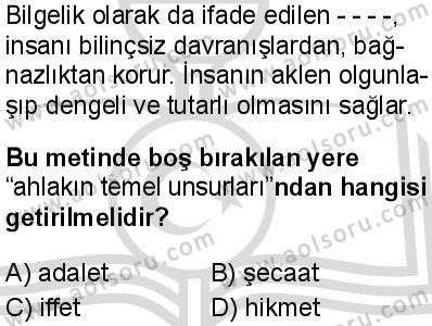Din Kültürü ve Ahlak Bilgisi 2 Dersi 2025-2026 yılı 2. Dönem sınavı 5. Soru