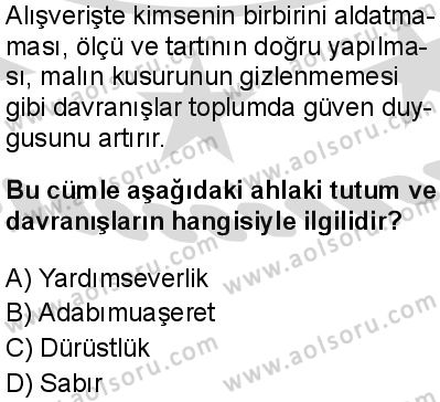 Din Kültürü ve Ahlak Bilgisi 2 Dersi 2025-2026 yılı 2. Dönem sınavı 6. Soru