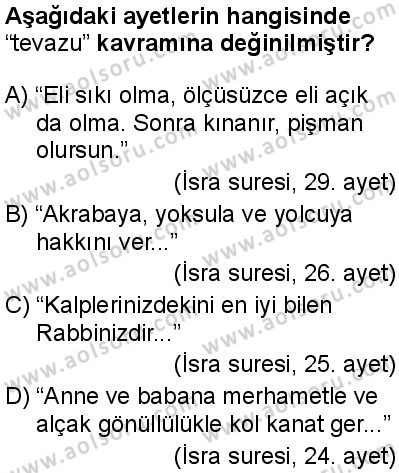 Din Kültürü ve Ahlak Bilgisi 2 Dersi 2025-2026 yılı 2. Dönem sınavı 7. Soru