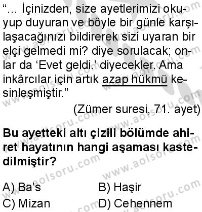 Din Kültürü ve Ahlak Bilgisi 5 Dersi 2025-2026 yılı 2. Dönem sınavı 3. Soru