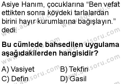 Din Kültürü ve Ahlak Bilgisi 5 Dersi 2025-2026 yılı 2. Dönem sınavı 4. Soru