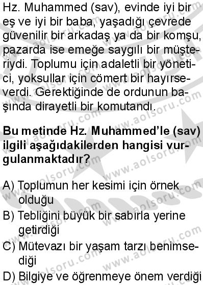 Din Kültürü ve Ahlak Bilgisi 5 Dersi 2025-2026 yılı 2. Dönem sınavı 6. Soru