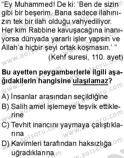 Din Kültürü ve Ahlak Bilgisi 5 Dersi 2025-2026 yılı 2. Dönem sınavı 10. Soru