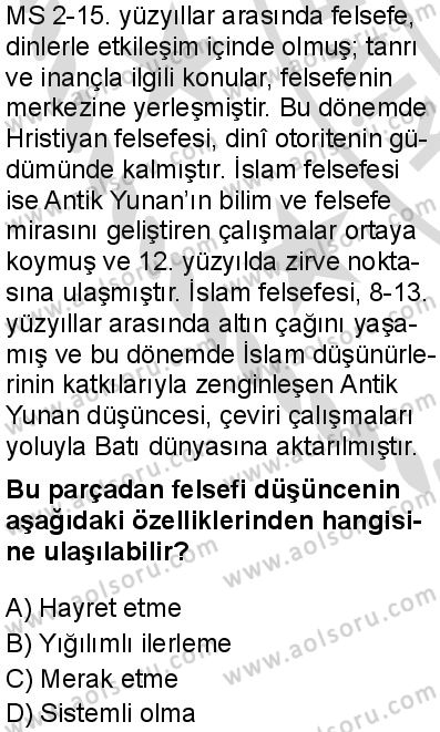 Felsefe 1 Dersi 2025-2026 yılı 2. Dönem sınavı 2. Soru