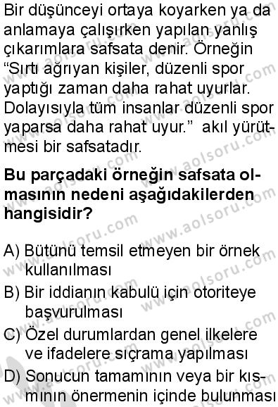 Felsefe 1 Dersi 2025-2026 yılı 2. Dönem sınavı 6. Soru