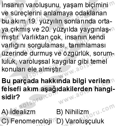 Felsefe 1 Dersi 2025-2026 yılı 2. Dönem sınavı 8. Soru