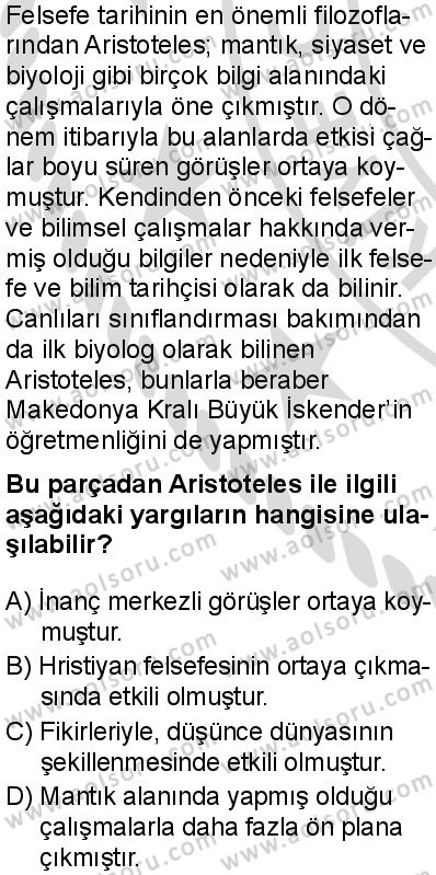 Felsefe 3 Dersi 2025-2026 yılı 2. Dönem sınavı 2. Soru