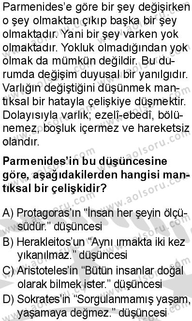 Felsefe 3 Dersi 2025-2026 yılı 2. Dönem sınavı 3. Soru