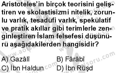Felsefe 3 Dersi 2025-2026 yılı 2. Dönem sınavı 6. Soru