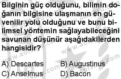 Felsefe 3 Dersi 2025-2026 yılı 2. Dönem sınavı 7. Soru