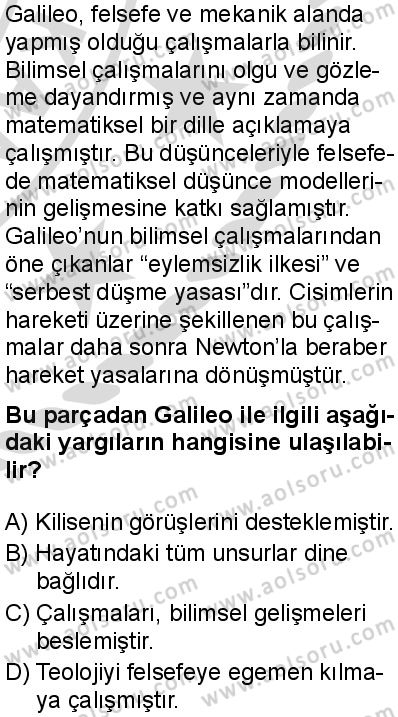 Felsefe 3 Dersi 2025-2026 yılı 2. Dönem sınavı 8. Soru