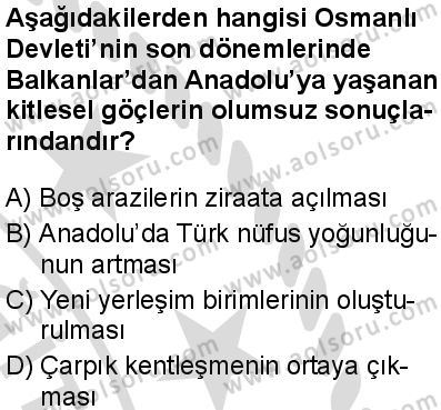 Seçmeli Tarih 2 Dersi 2025-2026 yılı 2. Dönem sınavı 9. Soru