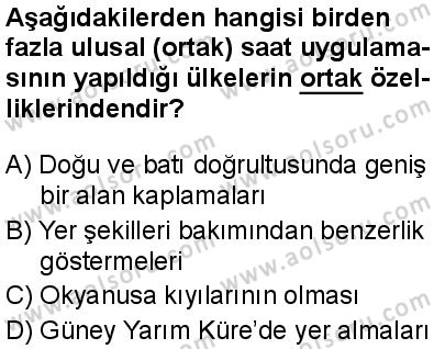 Coğrafya 1 Dersi 2025-2026 yılı 2. Dönem sınavı 2. Soru