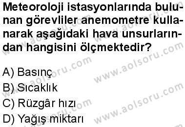 Coğrafya 1 Dersi 2025-2026 yılı 2. Dönem sınavı 6. Soru