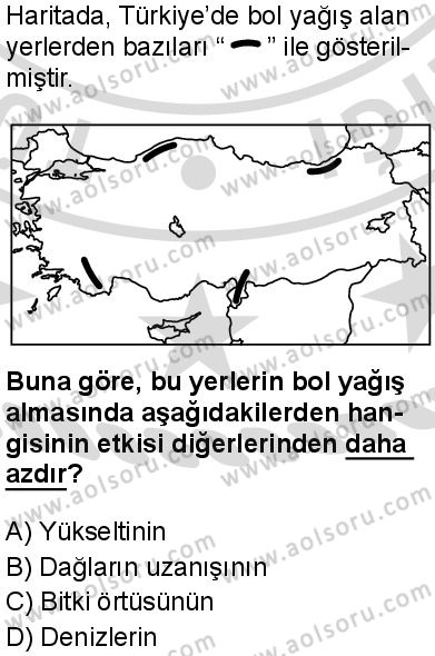 Coğrafya 1 Dersi 2025-2026 yılı 2. Dönem sınavı 9. Soru