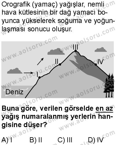 Coğrafya 1 Dersi 2025-2026 yılı 2. Dönem sınavı 10. Soru