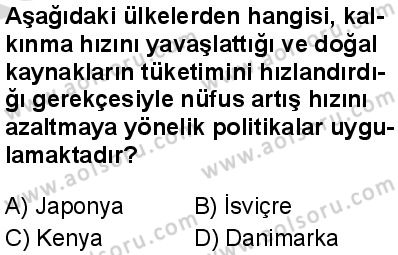 Seçmeli Coğrafya 1 Dersi 2025-2026 yılı 2. Dönem sınavı 3. Soru
