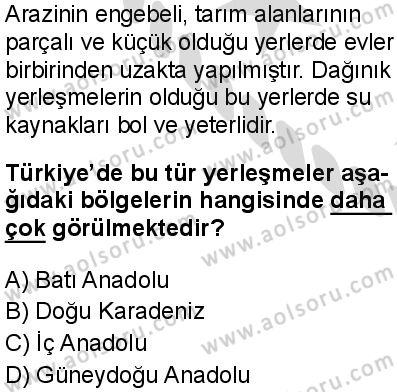 Seçmeli Coğrafya 1 Dersi 2025-2026 yılı 2. Dönem sınavı 6. Soru