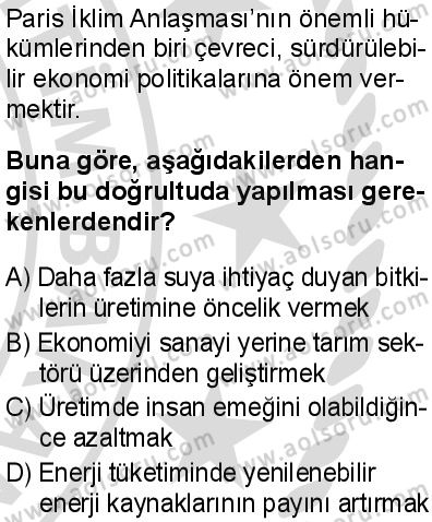 Seçmeli Coğrafya 3 Dersi 2025-2026 yılı 2. Dönem sınavı 2. Soru