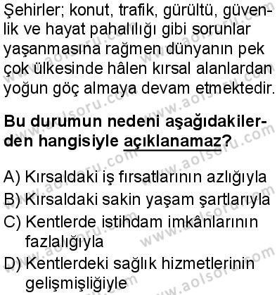 Seçmeli Coğrafya 3 Dersi 2025-2026 yılı 2. Dönem sınavı 4. Soru