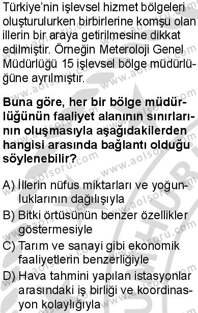 Seçmeli Coğrafya 3 Dersi 2025-2026 yılı 2. Dönem sınavı 5. Soru