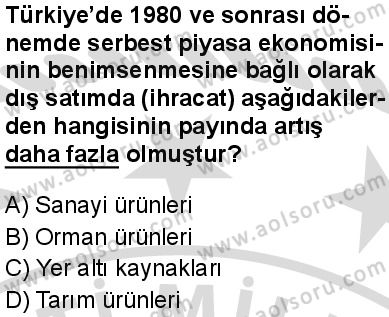 Seçmeli Coğrafya 3 Dersi 2025-2026 yılı 2. Dönem sınavı 8. Soru