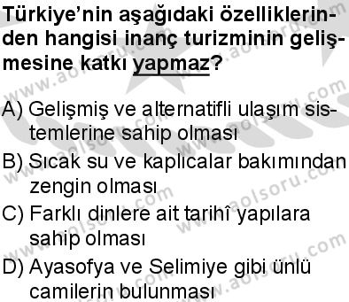 Seçmeli Coğrafya 3 Dersi 2025-2026 yılı 2. Dönem sınavı 10. Soru